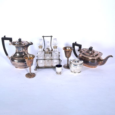 Lot 147 - Silver caddy, cruet set and other silver-plate