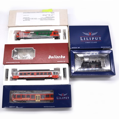 Lot 619 - Four HOe gauge model railway locomotives including Liliput ref L141493 BR 99 828 DR etc