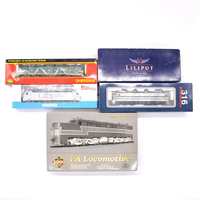 Lot 253 - Five HO gauge model railway locomotives including Life-like Proto 2000 series PA locomotive etc