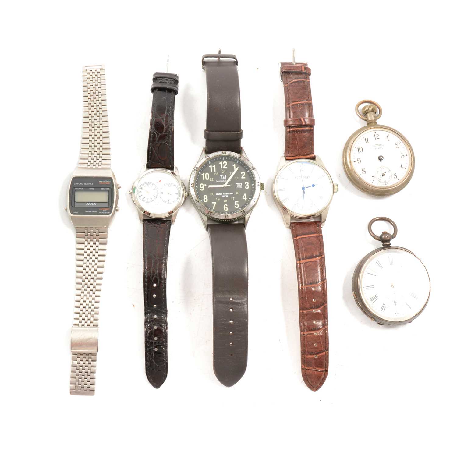 Lot 338 - A collection of wrist and pocket watches, Eterna-Matic, Citizen, two silver pocket watches etc.