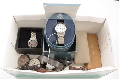 Lot 338 - A collection of wrist and pocket watches, Eterna-Matic, Citizen, two silver pocket watches etc.