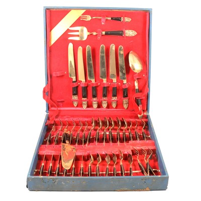 Lot 142 - Canteen of Thai bronze and hardwood cutlery