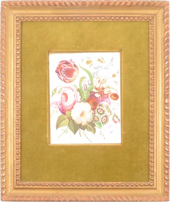 Lot 55 - A continental porcelain panel, Still Life of Summer Blooms.