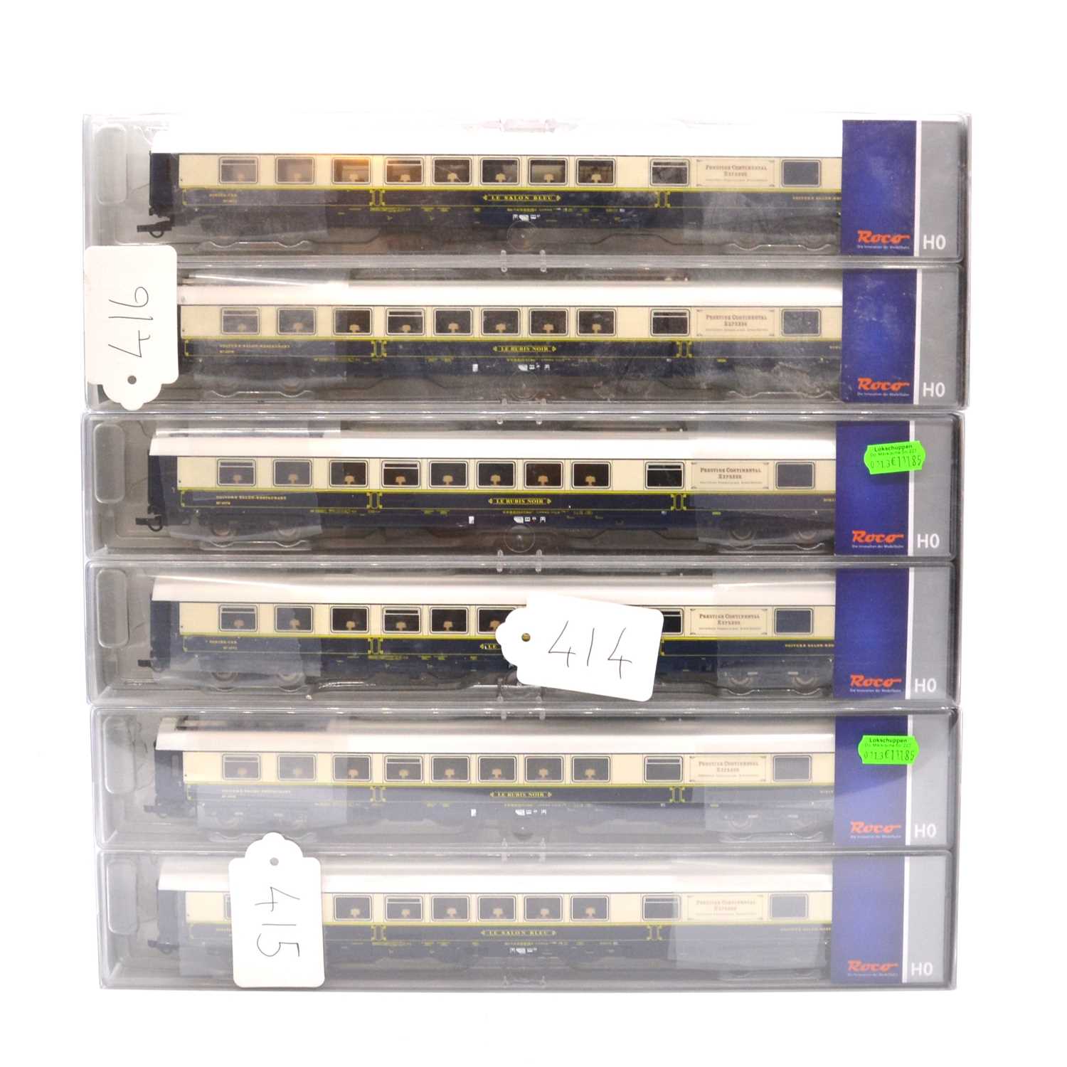 Lot 499 - Three Roco HO gauge model railway passenger coach sets 'Prestige Continental Express'