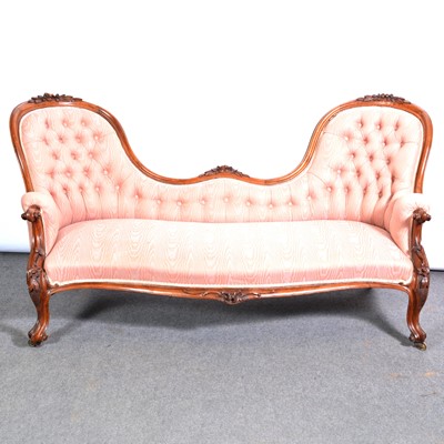 Lot 386 - Victorian mahogany double chair-back settee