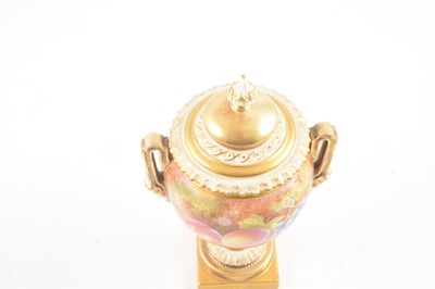 Lot 27 - Royal Worcester fruit painted vase and cover, Brian Leaman