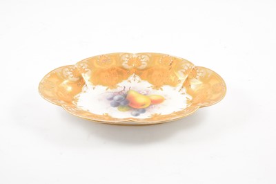 Lot 22 - Royal Worcester fruit painted oval dish, Albert Shuck, 1921