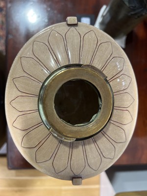 Lot 42 - A rare Wedgwood pottery oil lamp, Art Nouveau style