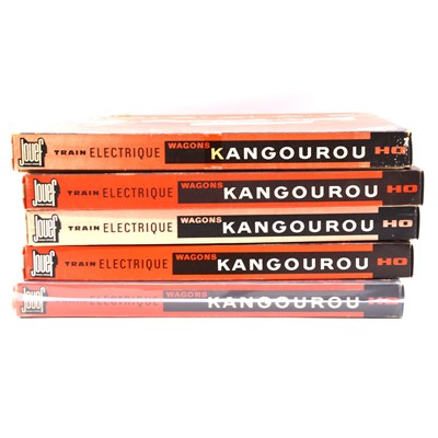 Lot 165 - Jouef HO gauge model railways, five Kangourou wagon sets, all set 664, boxed.