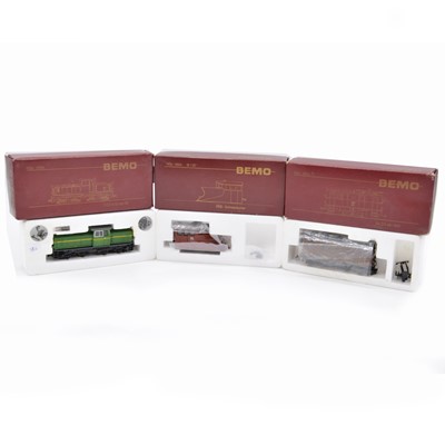 Lot 585 - Three Bemo HOe - HOm railway locomotives including ref 2286 113 RhB X9103