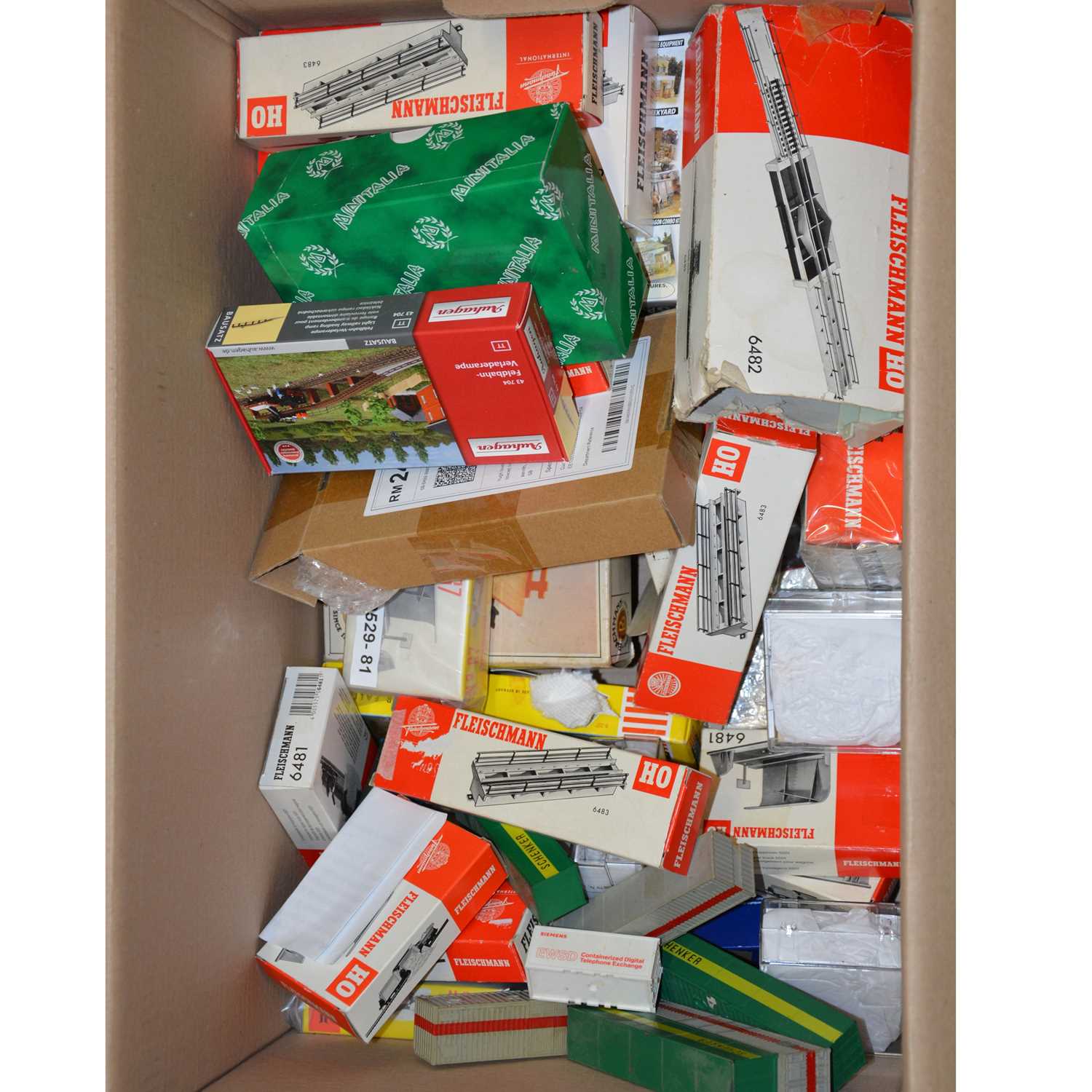 Lot 99 - One box of HO gauge model railway track accessories and buildings