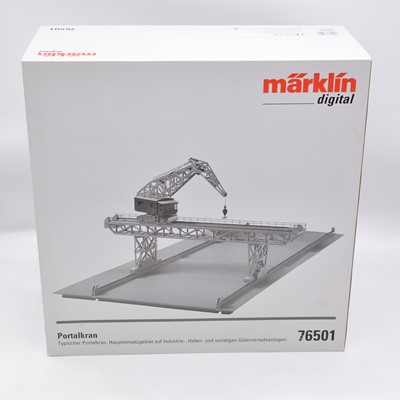 Lot 365 - Marklin Digital HO gauge model railway large steerable gantry crane (No controller)