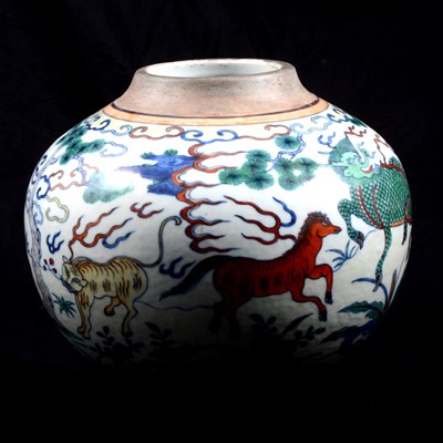 Lot 169 - A Chinese polychrome jar