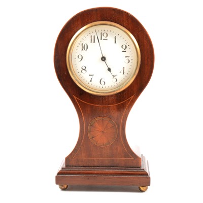 Lot 208 - Edwardian inlaid mahogany balloon cased mantel clock