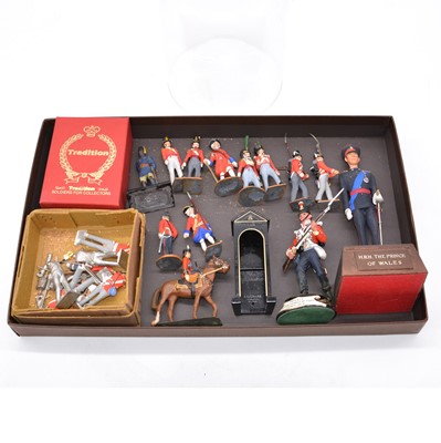 Lot 1055 - Metal painted military figures; one tray including Tradition Royal Gibraltar Queen's Guard