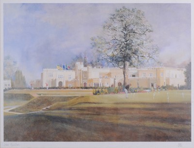 Lot 354 - After John Heseltine, print of golf club house