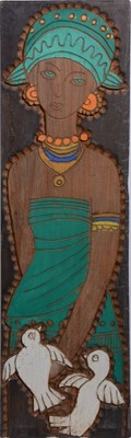 Lot 325 - Modern African carved and painted decorative panel