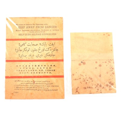 Lot 206 - Two WWII leaflets, relating to the Battle of Manila in February 1945