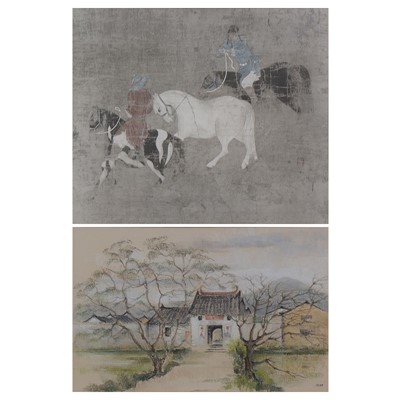 Lot 209 - 20th century school, Temple gates, and another 20th centuryAsian print