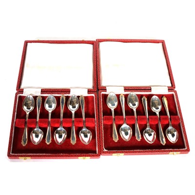 Lot 175 - Set of twelve silver teaspoons, Henry Hutton &...