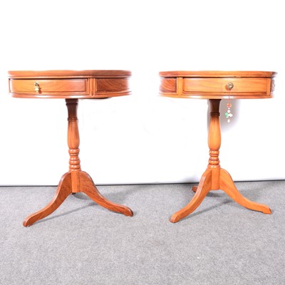 Lot 263 - Pair of Chinese hardwood drum top tables, modern