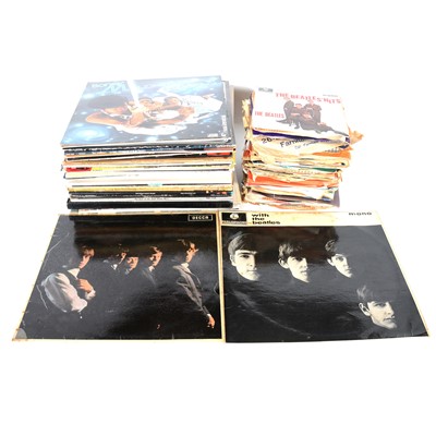 Lot 152A - LP and 7" vinyl music records, including The Rolling Stones and The Beatles.