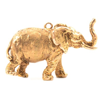 Lot 179 - A 9 carat yellow gold elephant charm.