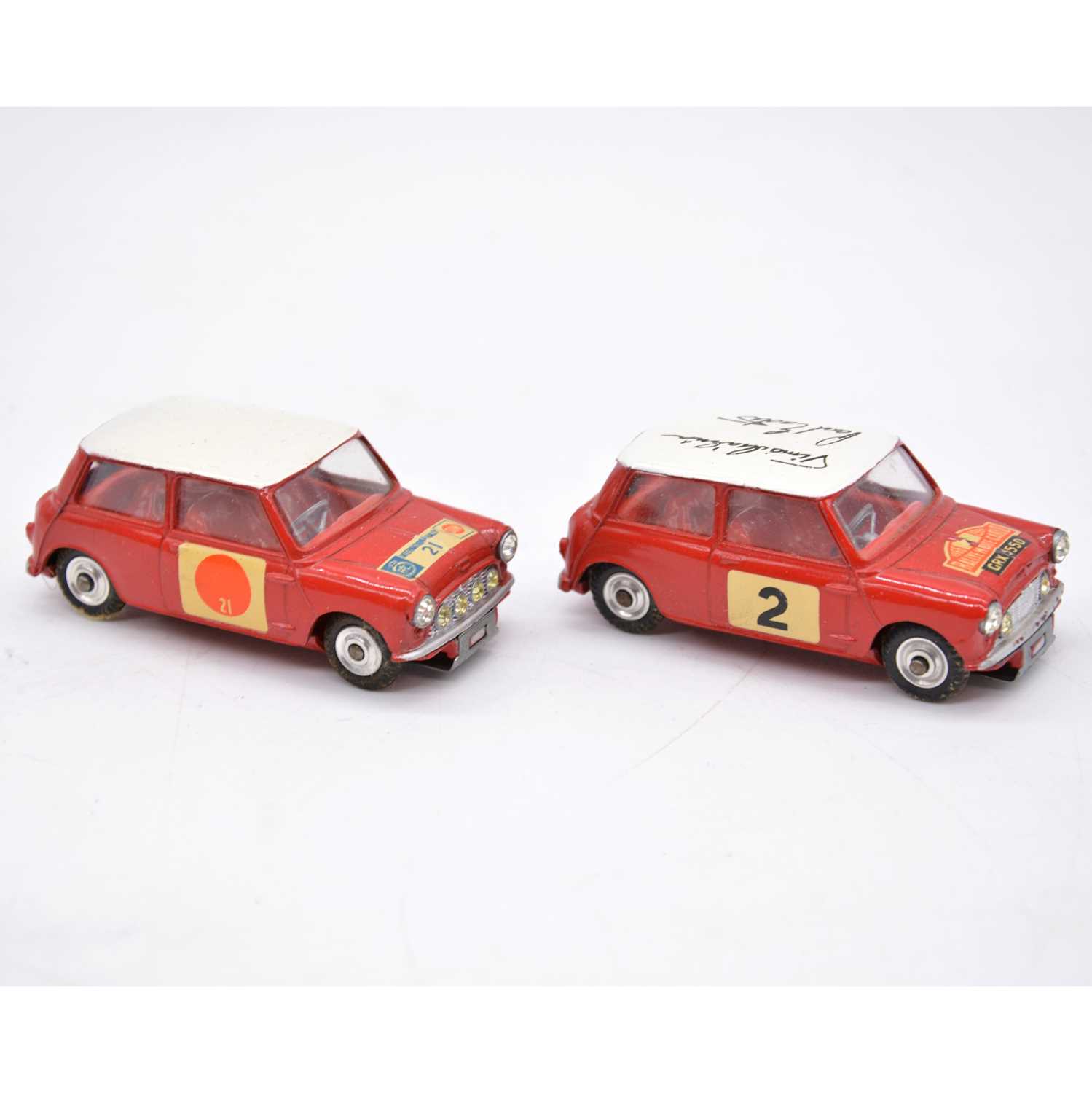 Lot 1118 - Two Corgi Toys die-cast, both racing Mini Cooper 'S' ref 225 and 321.