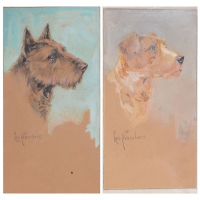 Lot 293 - Leo Chambers - two watercolour drawings of dogs