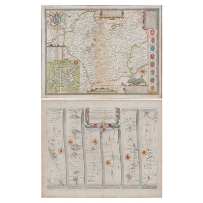 Lot 343 - John Speed, Leicester map and The Road from London to Darby