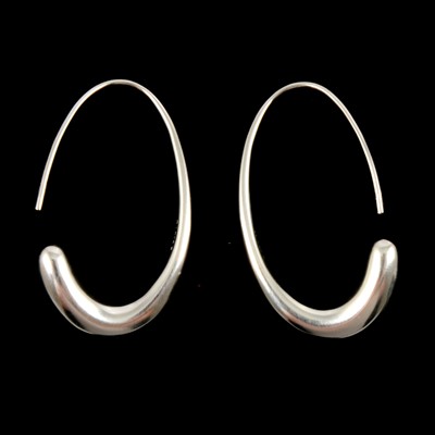 Lot 390 - Georg Jensen - a pair of modern silver earrings for pierced ears.