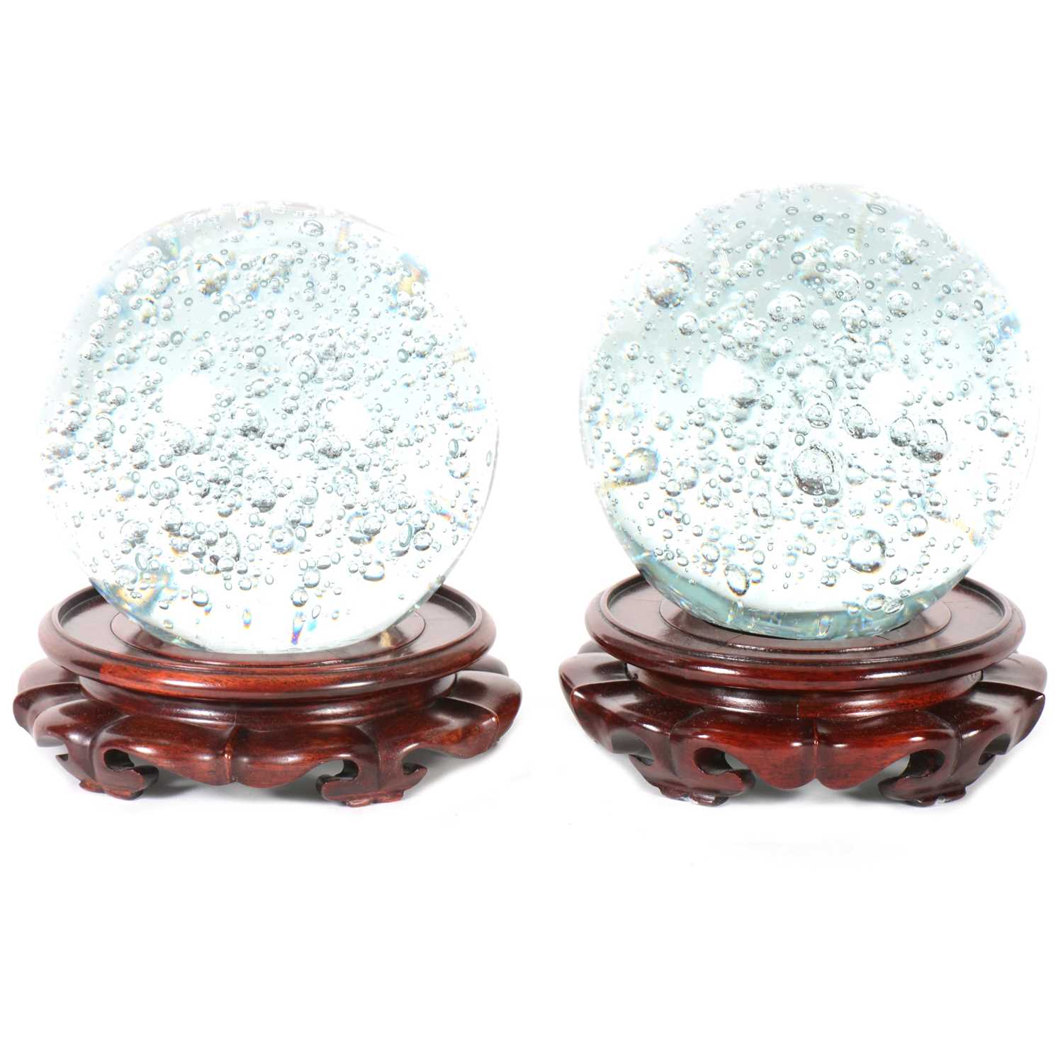 Lot 105 - Pair of modern large glass paperweights/ doorstops