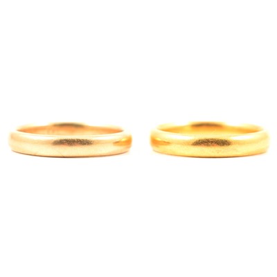 Lot 128 - Two wedding rings, 18 carat gold and 22 carat gold.