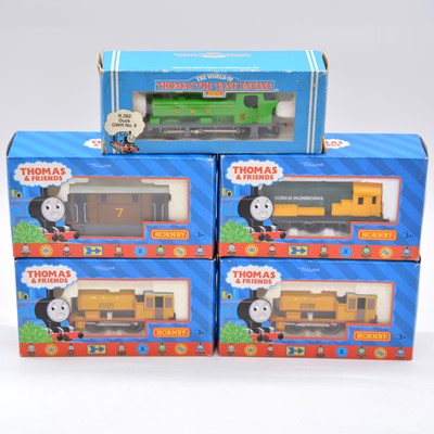 Lot 350 - Five Hornby OO gauge model railway Thomas the Tank Engine series locomotives.