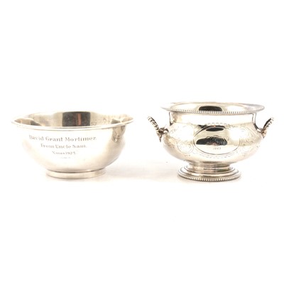 Lot 264 - Victorian silver sugar bowl, Martin, Hall & Co, Sheffield 1859, and another silver sugar bowl.