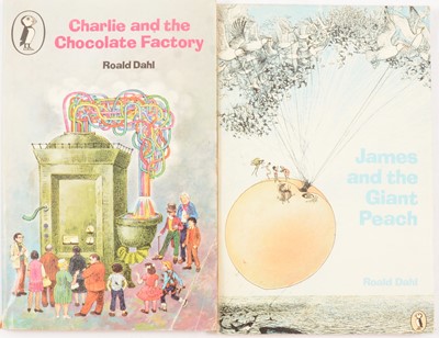 Lot 240 - Two signed Roald Dahl books, Charlie and the Choclate Factory, and James and the Giant Peach