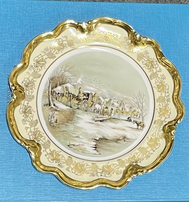 Lot 60 - Five Spode Hunting Series plates and a Coalport plate, Winter scene.