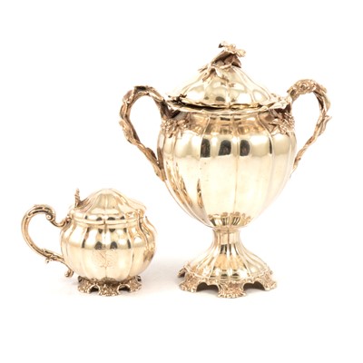 Lot 268 - Silver sauce tureen and cover, R & S Garrard & Co., London 1837, and similar mustard pot.