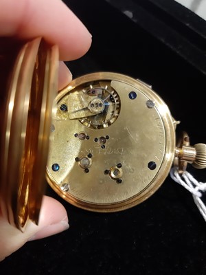 Lot 279 - An 18 carat yellow gold open face chronograph pocket watch.