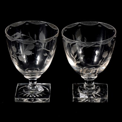 Lot 52 - Pair of late Georgian glass rummers