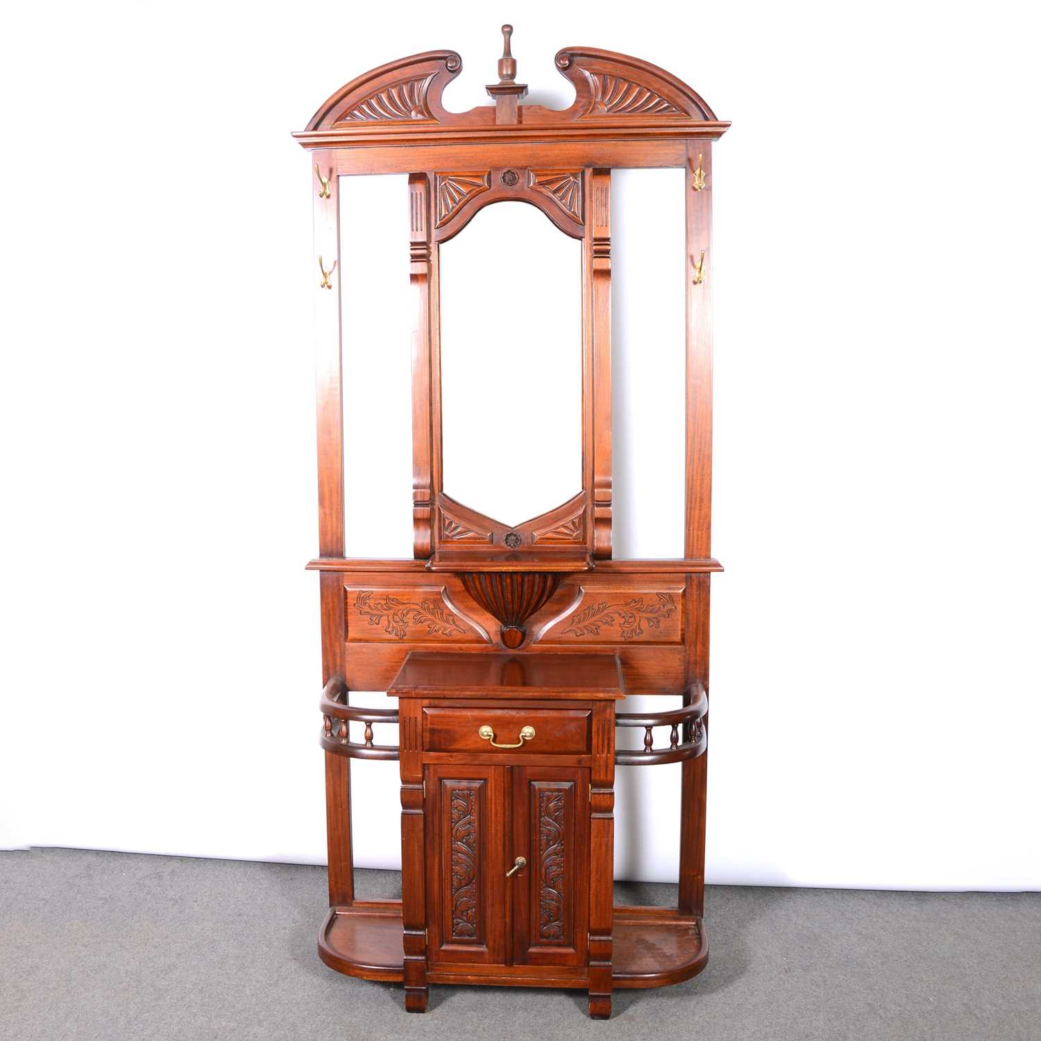 Lot 278 Reproduction mahogany hall stand,