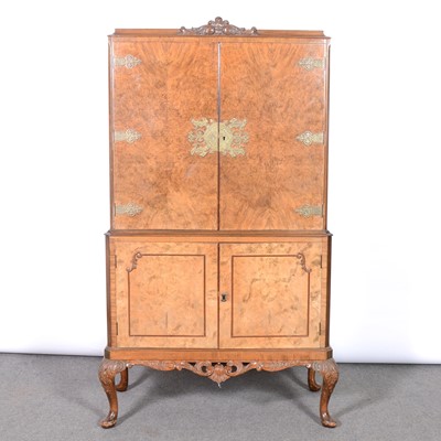 Lot 303 - Figured walnut cocktail cabinet