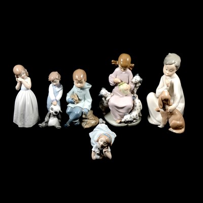 Lot 85 - Five Lladro figurines, three Nao, and other ceramic figures