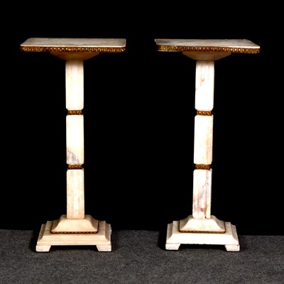 Lot 378 - Pair of alabaster pedestals