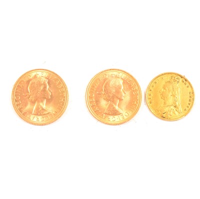 Lot 139 - Two Gold Full Sovereign Coins and a  Gold Half Sovereign Coin.