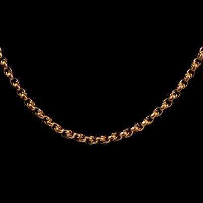 Lot 216 - A turn of the 19th century yellow metal chain necklace.