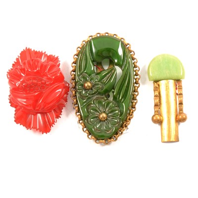 Lot 456 - Thirty-seven mostly Bakelite and lucite coloured single dress clips.