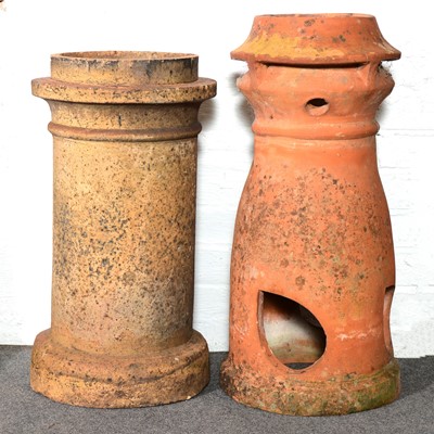 Lot 456 - Terracotta chimney pot; and a light coloured...