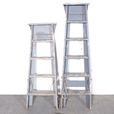 Lot 318 - Two painted wooden step ladders.