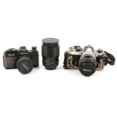 Lot 198 - Film cameras and accessories; including Nikon, Rollei, Yashika and others.